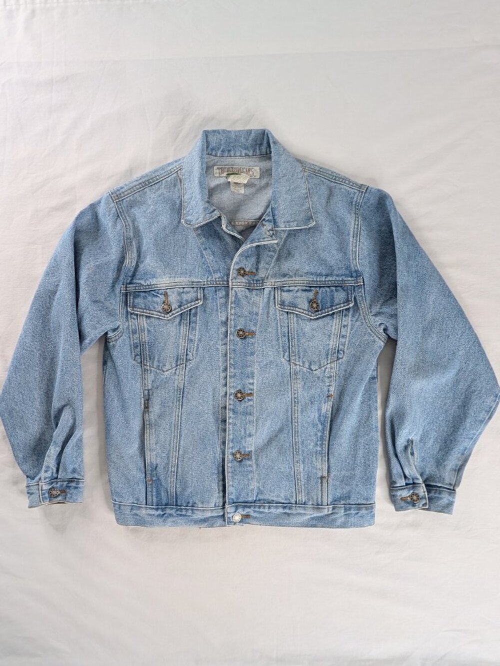 VTG Light Wash Utility Front Pocket 90s Metal Button Up Trucker Jacket
